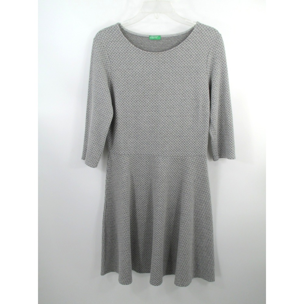 UNITED COLORS OF BENETTON Midi Knit Dress Women Small Gray Minimalist Lagenlook